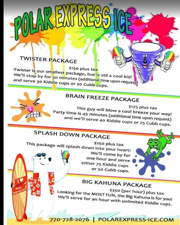 Archived Polar Express Ice package graphic showing the older brand, packages and original domain